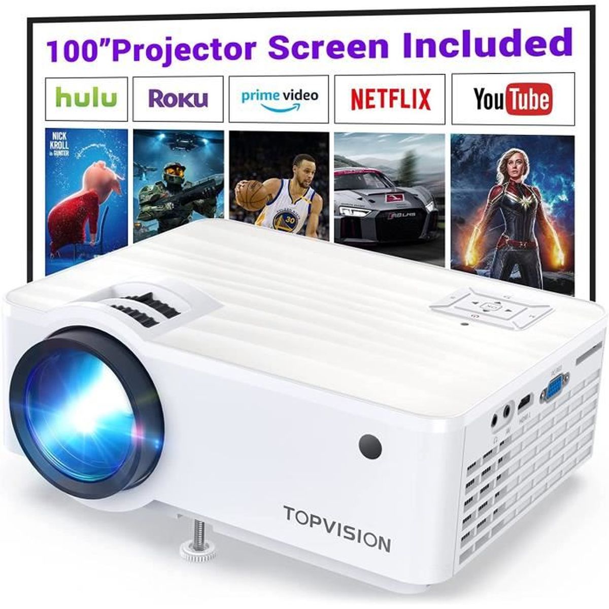 TOPVISION Projector 7500L Mini projecteur portable avec hautparleurs