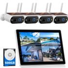 CAMCAMP Kit Caméra de Surveillance Solaire Exterieur sans Fil 4MP avec 10'' NVR écran WiFi Détection Humaine Audio Bidirectionnel IP66