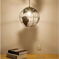 Lustre Suspension Luminaire forme Terre Moderne Lampe Suspension Pendentif en Fer pour Chambre Salon