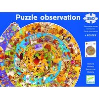 Puzzle observation Histoire - DJECO - Puzzle 350 pièces rond - Illustrations riches en détails et surprises