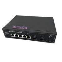 Elfcam® - PoE Commutateur Switch Fibre Optique avec 2 Ports SFP 1,25Go, 4 Ports PoE Gigabit Ethernet 10-100-1000Mbps, (4 Ports PoE)