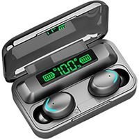 Ecouteur Bluetooth 5.0, Écouteurs sans Fil Sport F9-5c Oreillette Bluetooth Antibruit Casque avec Micro Intégré, Écran LED - Noir
