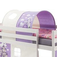 Tunnel tente cabane pour lit surélevé coton motif princesse lilas blanc
