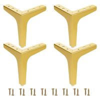 4PCS Pieds de Meuble Dorés de 15cm, Pieds de Canapé Triangulaires en Métal, Pieds pour Table Armoir Chaise avec 16 Vis