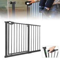 LZQ Barrière d'escalier, barrière de porte en métal extra sécurisée à double serrure pour serrage, 105-115 cm, noir