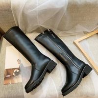 Bottes pour femmes Bottes cavalières confortables en cuir Unique - Noir Zoupu