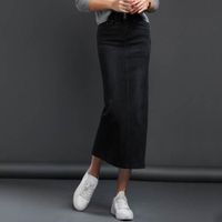 Jupe,Streamgirl Femmes Denim Jupe Longue Saia Jeans Femmes Jupe de Denim Jupes Pour Femmes D'été Vintage Noir Jupes - Black[E4867]