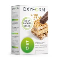 Oxyform Barres Crisp Croustillantes I Goût Cookies Crème I 12 Encas Diététiques Délicieux I Céréale Protéinée Sans Sucre Ajouté