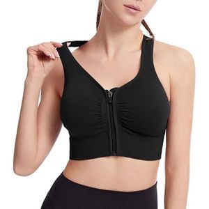 Soutien-gorge Sport Zippé Devant – Sans Armatures, Bretelles Larges, Sans Couture – Pour Yoga, Gym, Running
