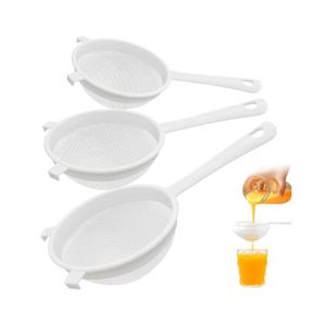 Lot De 3 Passoires En Plastique Alimentaire - Tailles 8, 10, 14 Cm - Pour Farine, Jus, Café, Miel - Avec Poignée Et Trou D'accroche