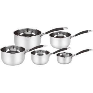 Lot De 5 Casseroles En Émail Bleu Avec Couvercles - Cuisson Gaz/Électrique