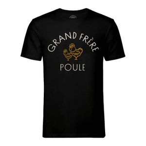 T-SHIRT T-shirt Homme Col Rond Noir Grand Frère Poule Fami