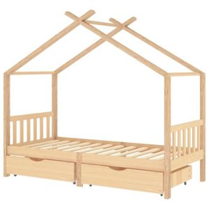 STRUCTURE DE LIT NEUF Cadre de lit d'enfant avec tiroirs Bois de pi