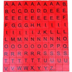 Daorier Lot de 101 Scrabble en Bois Complet Craft-jeux de Société-Lettres en Bois de Scrabble-Puzzle Alphabets Majuscules Lettres Livraison Aléatoire 