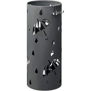 E-starain Porte-parapluies en Métal Rectangulaire Noir avec Un Plateau et Crochets，Seau à Parapluie,20cm x20cm x 49 cm 
