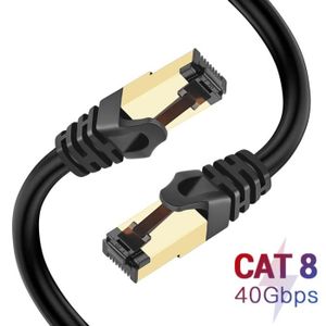 Cat 8 - Cable Ethernet Cat 8 15m rj45 avec Connecteurs Plaqués Or - Cable  internet Lan Cat 8 Haut Débit de 40 Gigabit-S - Blanc[994] - Cdiscount  Informatique