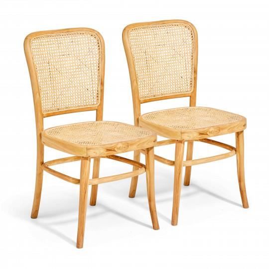 Mendler - 6x chaise de salle à manger Savona, fauteuil, rotin ~ sans coussin  - Chaises - Rue du Commerce