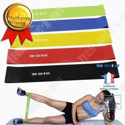 5 Bandes élastiques De Résistance Musculation - 5 Niveaux De Force, TPE, Sac Inclus, Pour Fitness, Yoga, Maison