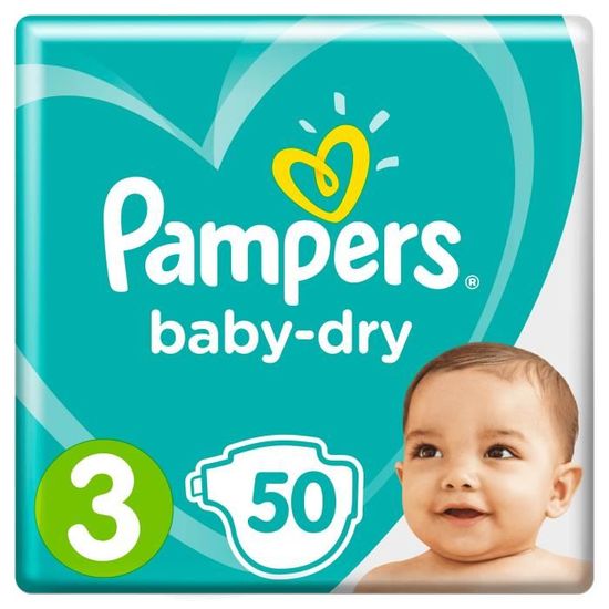 Pampers Baby-Dry Taille 3, 6-10 kg - 50 Couches