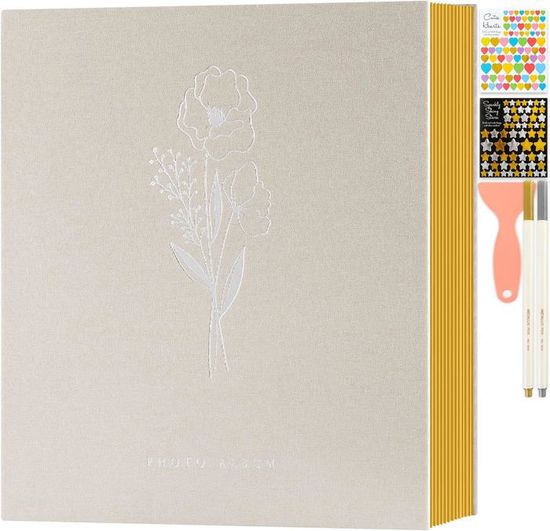 Album Photo Scrapbooking A5 Argent - 60 Pages + 9 Stylos + Autocollants DIY Pour Mariage Bébé