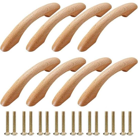 Lot De 5 Poignées De Tiroir En Bois Brut De 9,1 Cm Pour Meubles De
