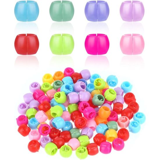 Lot de 50 perles de cheveux en silicone doux élastiques pour tresses, enfants, filles et femmes