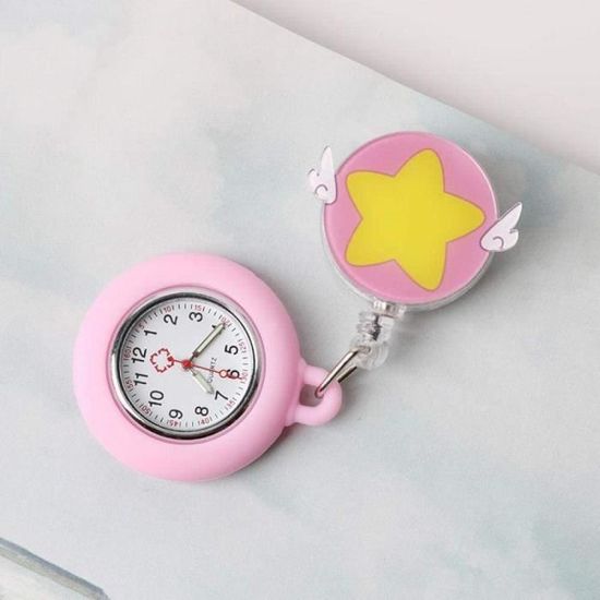 Montre D'infirmière Vintage - Poche à Clip Avec Pendentif Chiot - Acrylique Argenté - Cadeau Médical Mignon