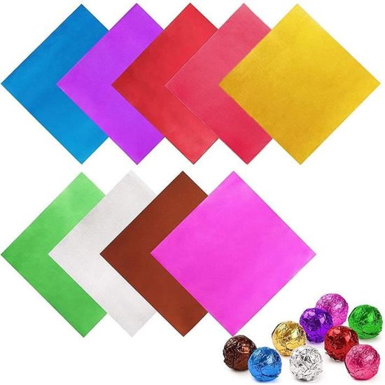 Emballages Bonbons Chocolat Feuille Aluminium Dorée - Lot De 300 Feuilles 10x10 Cm - Pour Mariage, Anniversaire, Fêtes