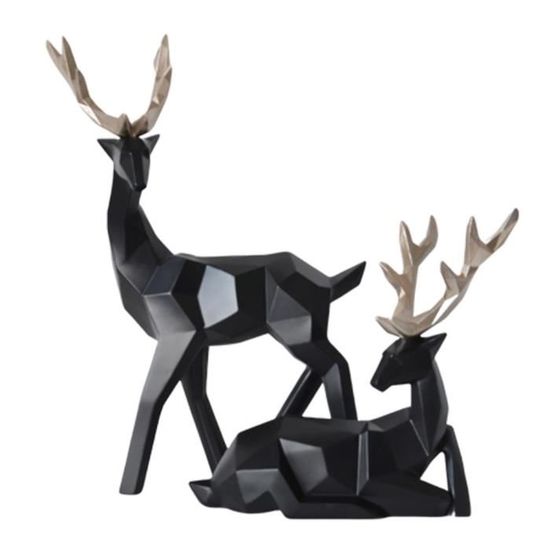 TEMPSA Cerf Sculpture Ornements Sculpture Géométrique Résine Décoration Maison VERT