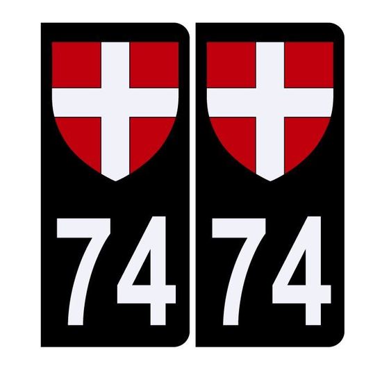 Lot De 4 Autocollants Plaque Immatriculation - Croix De Savoie Version BIS, Noir Et Couleur - 45x100 Mm - 2