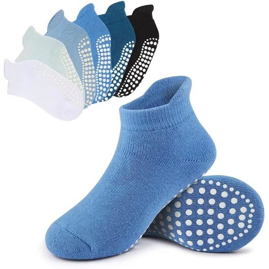 5 Paires Chaussettes Antidérapantes en Coton Bébé Enfant Socquettes Motif  Animaux Cadeau pour Bébé Enfants Fille Garçon (3-5ans) Bleu - Cdiscount  Prêt-à-Porter