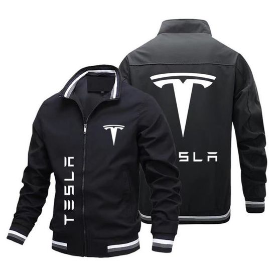 T-shirt Tesla Homme – Noir, Col, Polyester, Taille L (occasion Très Bon état)