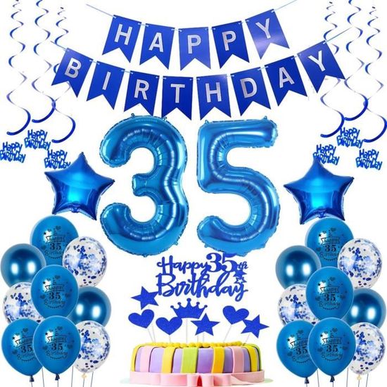 Ballons 55 Ans Anniversaire Homme Decoration Bleu Décoration