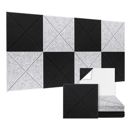Lot De 36 Panneaux Acoustiques WELSTIK 30,5 X 30,5 X 2,5 Cm - Mousse Insonorisante Noire