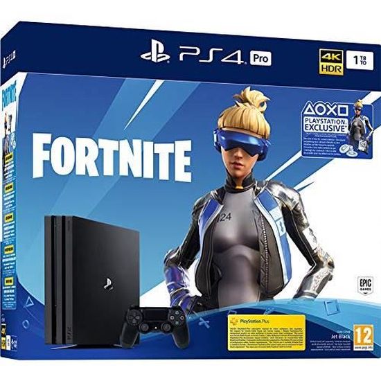 Console de salon - Sony - Playstation 4 PRO 1To - Noir - Jeu Fortnite - 4K Wifi