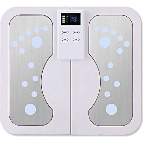 FLY32000-Appareil Massage Pied pour La Circulation Sanguine Jambe et Masseur électrique des pieds EMS - Blanc