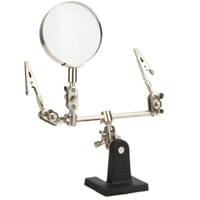 2.5 x aider main libre verre loupe grossissant Alligator 2 pinces bras réglables pour Craft modèle montre des outils de précision