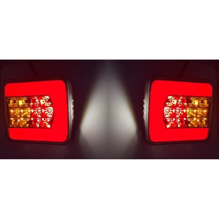 2x LED Feux Arrière 12V 24V Fluo Avec Éclairage Plaque Immatriculation Camion Remorque Châssis Caravane Benne