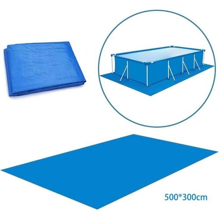 Tapis de sol de piscine(500x300cm)pour piscine hors terre, Tapis de sol rectangulaire pliable pour piscine Tapis de sol en polyester