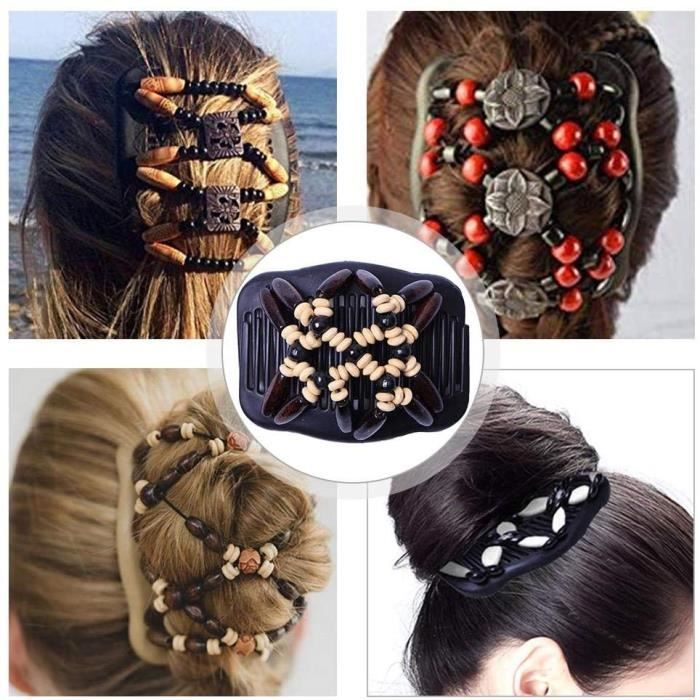 Peigne Cheveux Extensible Magique, Pince A Cheveux Flexible Magique,ÉLastiques Magiques Peignes De Cheveux Extensible Double Clips P