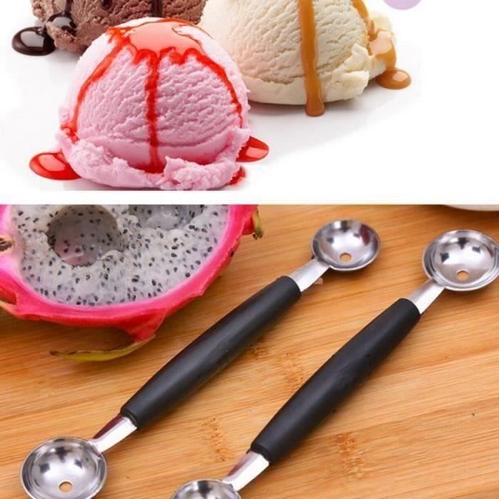acier inoxydable double fin melon fruits cuillère à glace dessert sorbet outils de cuisine XC417