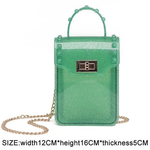 SAC A DOS,Femmes sac à dos Transparent pour enfant Mini petit sac à dos PVC gelée claire sac à dos lettre - Type flap green