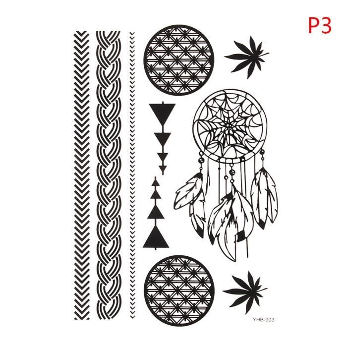LB4654 Sexy dentelle noir henné temporaire tatouage autocollant femmes main bijoux imperméable faux corps Art tatouage autocollants