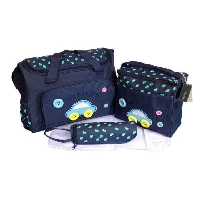 Sac à Langer Bébé Lot 4pcs Multifonctionnel Sac de Biberon Pour Maman Maternity Promenade Voyage Week-End Bleu Foncé