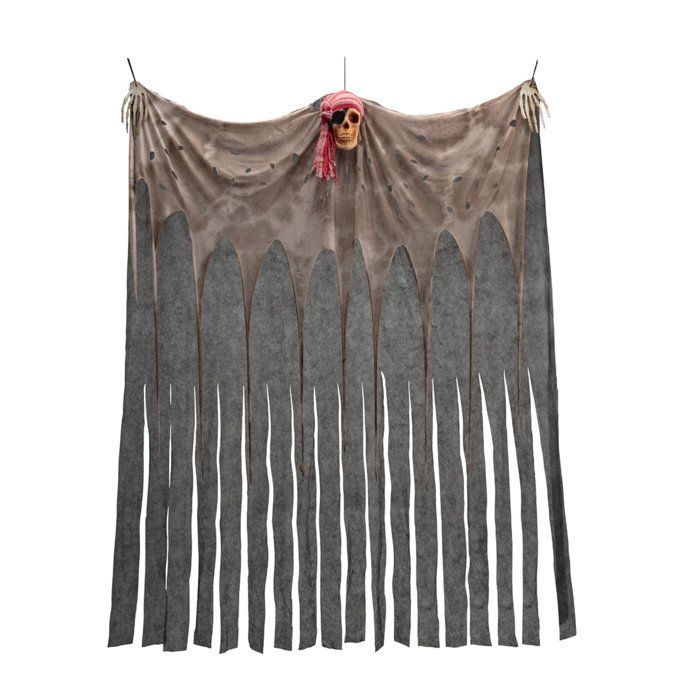 Rideau avec crâne pirate 200 x 150 cm - Argenté / gris