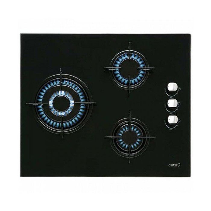 Plaque au gaz Cata CI6021BK (60 cm) Noir (3 Feux à gaz)