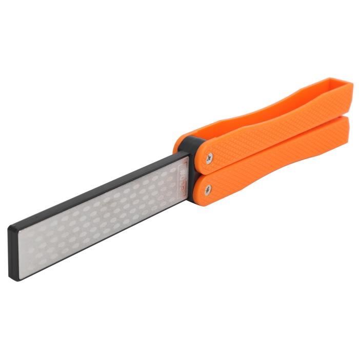Dioche Affûteur de couteaux portable Aiguiseur de Couteaux Double Face Pierre à Aiguiser en Diamant Orange Extérieure Portable