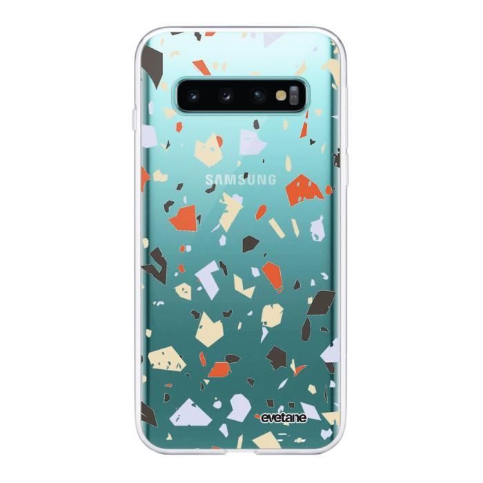 Coque Samsung Galaxy S10 Plus 360 intégrale transparente Terrazzo Blanc Ecriture Tendance Design Evetane.