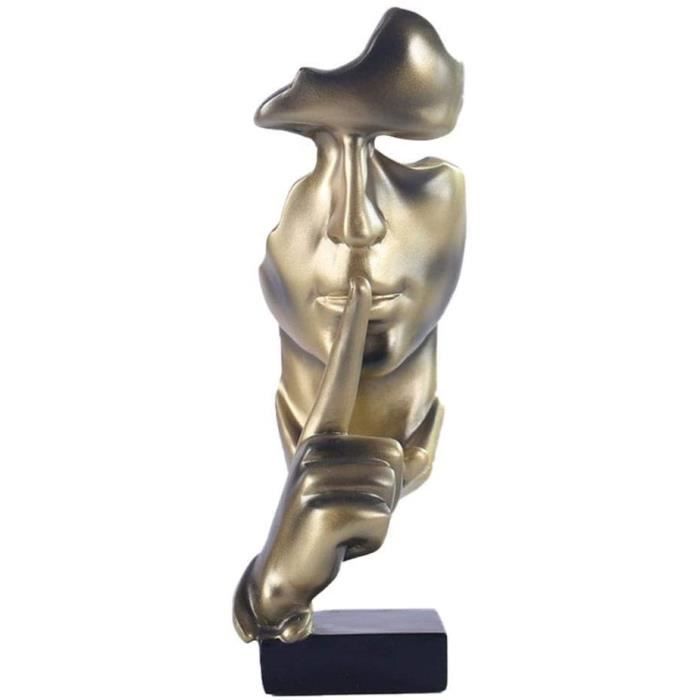 Fablcrew Le Silence est d'or,Silence Statues Résine,Moderne Simple Artisanat Ornements, Sculpture décorations Art pour Salon Meuble