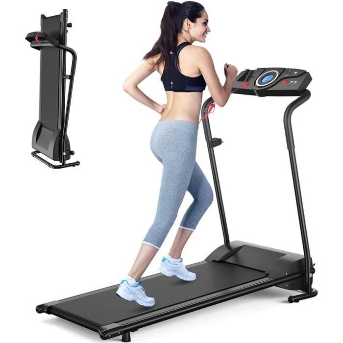 GOPLUS Tapis de Course Pliable,Tapis Roulant Electrique 500W Vitesse Ajustable avec Écran LED,Multi-Mode P1-P12,Verrou de Sécurité